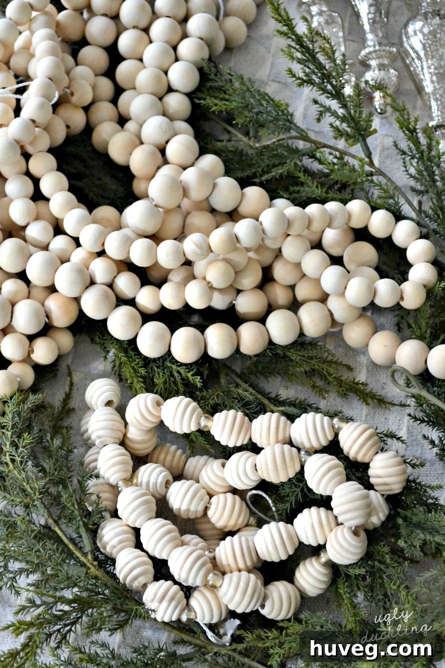wood bead garland honeycomb round