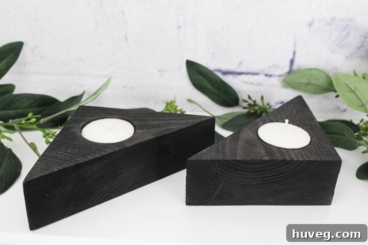 Another perspective of the geometric tea light holders, emphasizing the simple yet impactful aesthetic they contribute to any room.