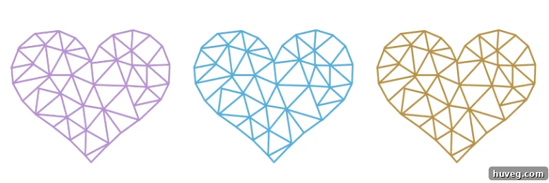 Geometric heart design with various color options for cross stitching
