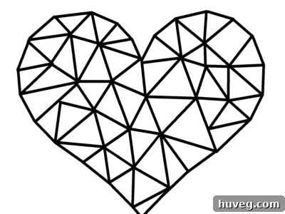 Final geometric heart graphic with black lines on a white background