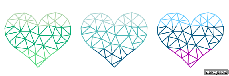 Various tri-color geometric heart options for cross stitch patterns