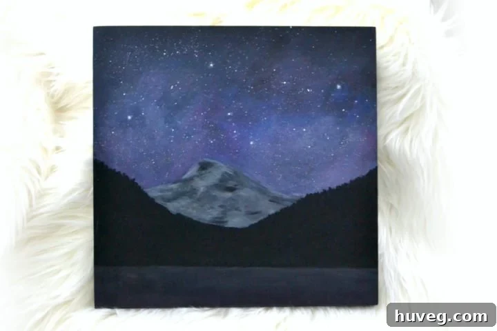 diy night sky mountain painting