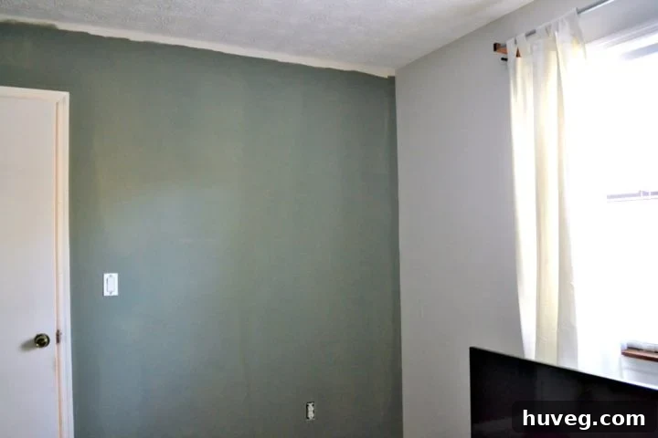new paint in guest bedroom - retreat by sherwin-williams