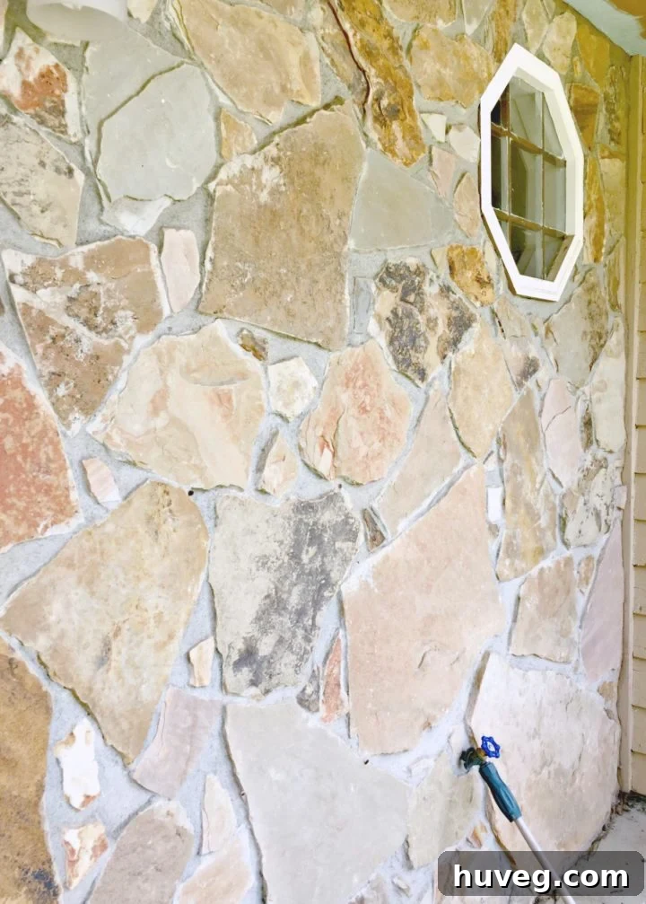 stone next to front door
