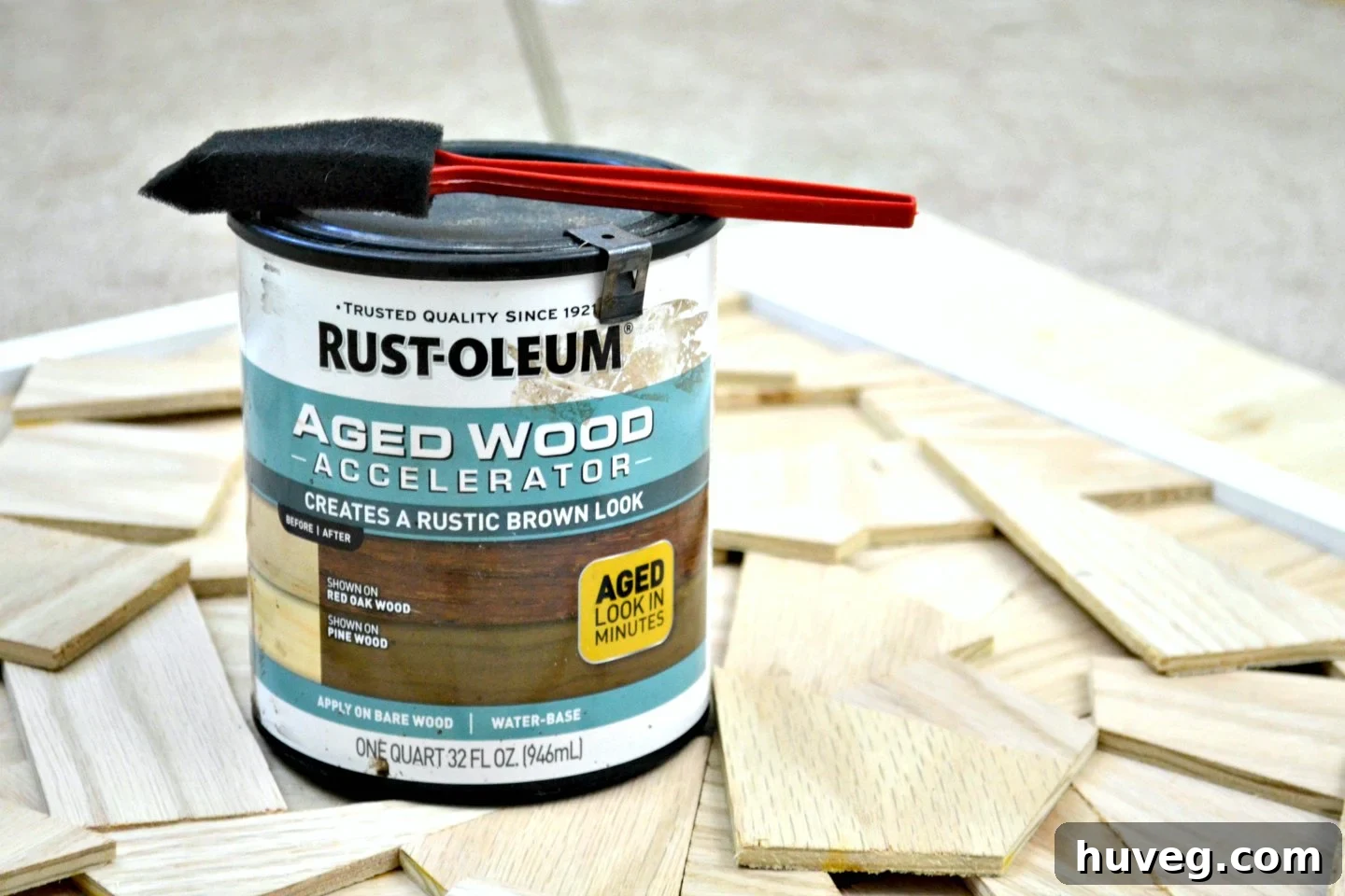 Having meticulously applied Rust-Oleum Aged Wood Accelerator to my wood offcuts, I can confidently attest to its exceptional quality as a wood stain!