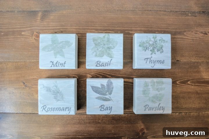 Rustic DIY Kitchen Herb Signs crafted from scrap wood for charming kitchen decor