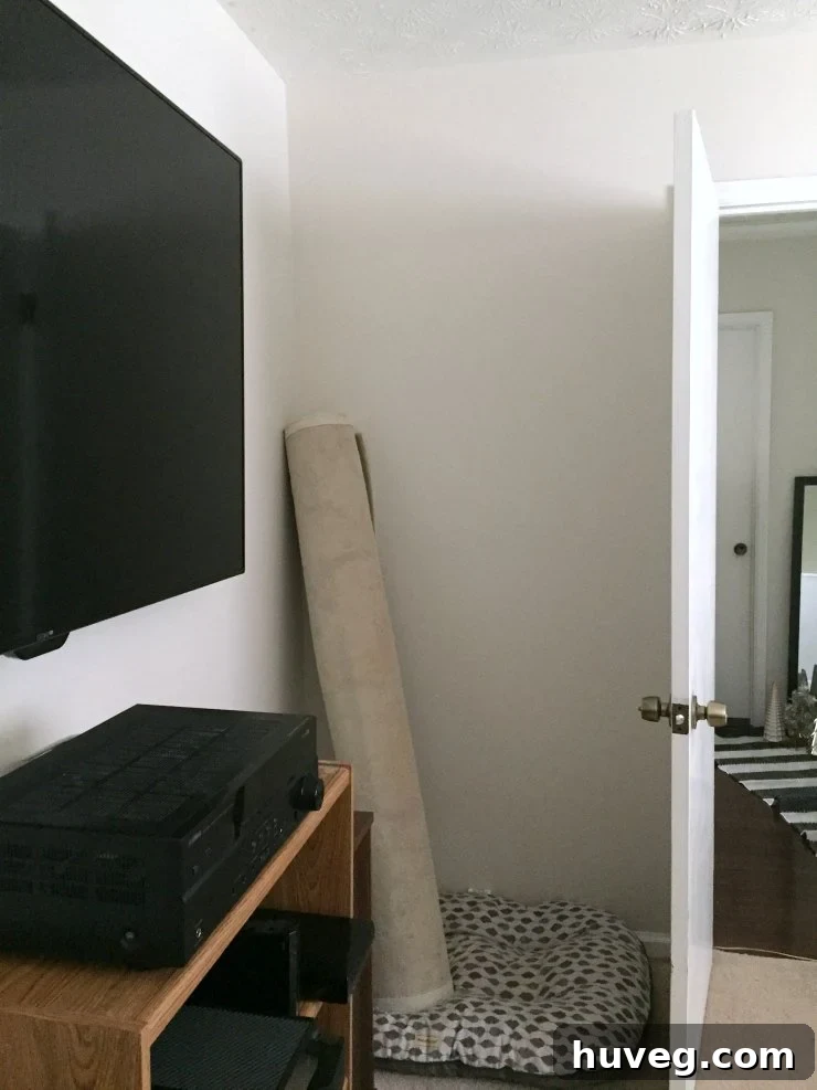 inside corner behind wall - guest bedroom - guest room