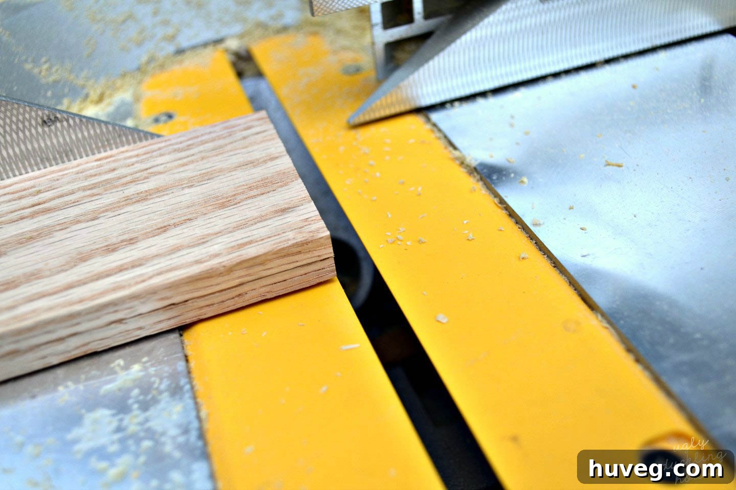 Stack several pieces of wood together when you cut, to keep the wood from splintering