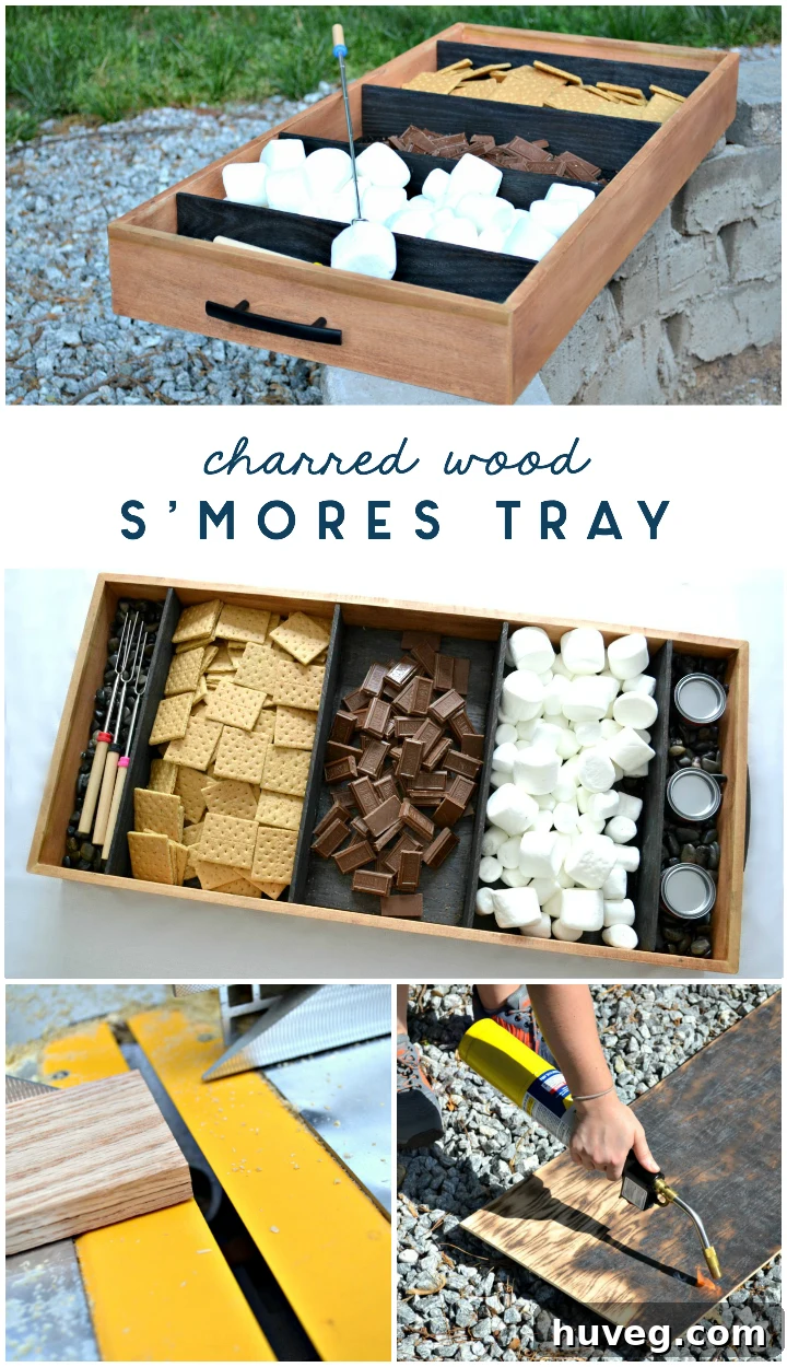 diy charred wood smores tray - shou sugi ban - yakisugi tutorial