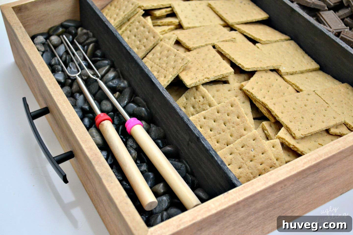Before customization: generic roasting sticks with colorful but uninteresting plastic caps