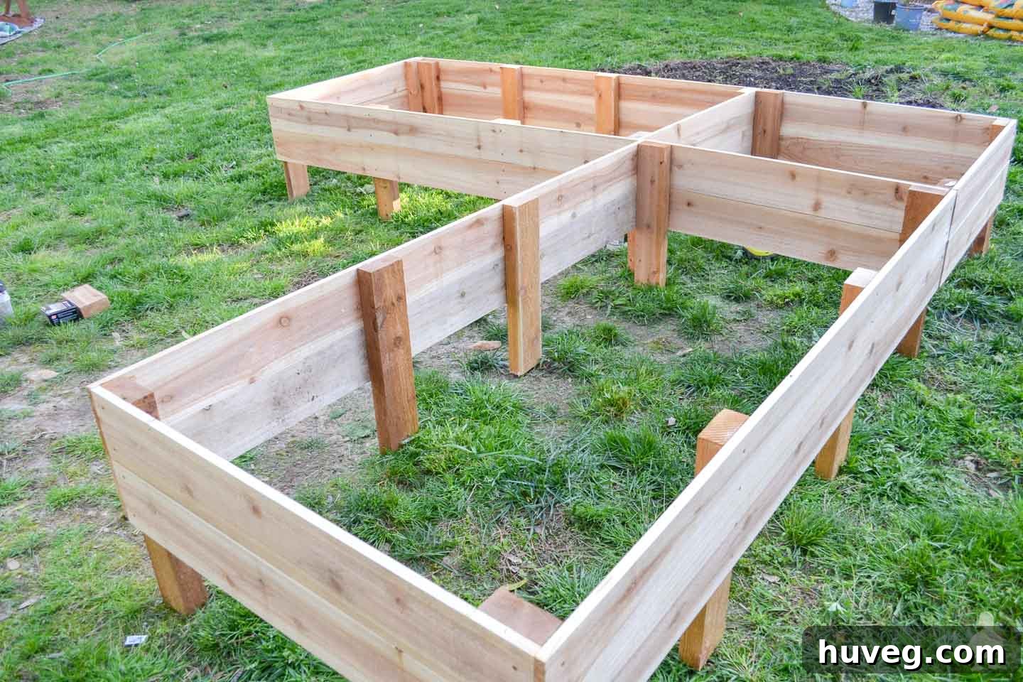 cedar raised garden beds before digging into the ground