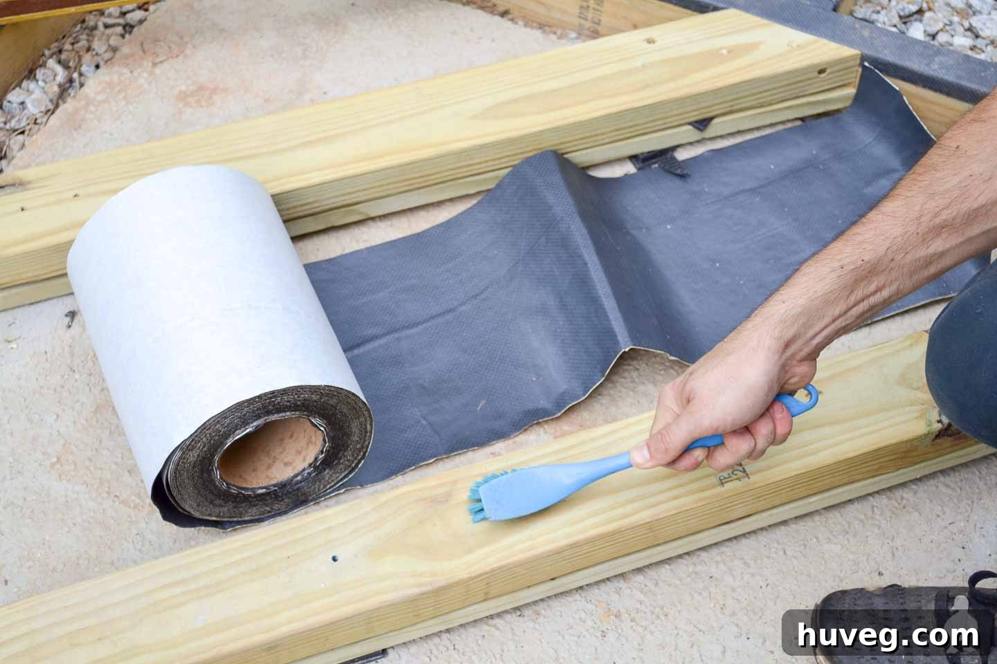 brush off extra dirt before adding flashing tape