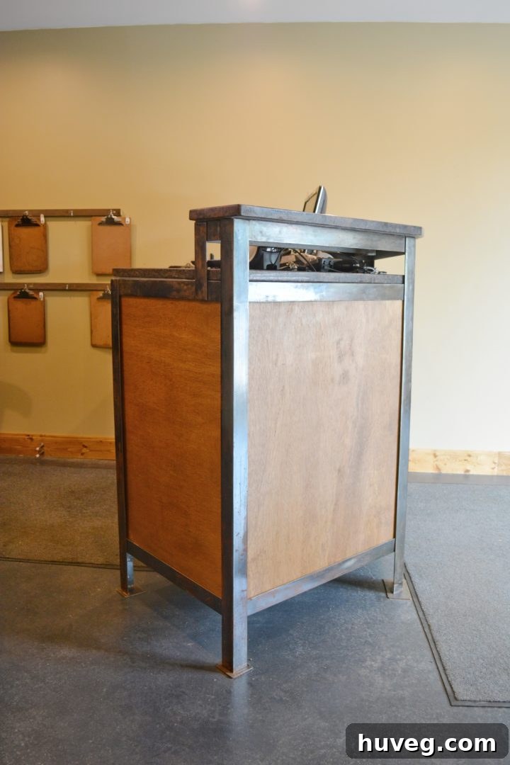 Wood and Metal DIY Industrial Desk - Front View