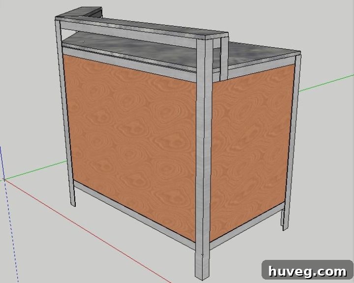 Wood and Metal Industrial Desk - Side View