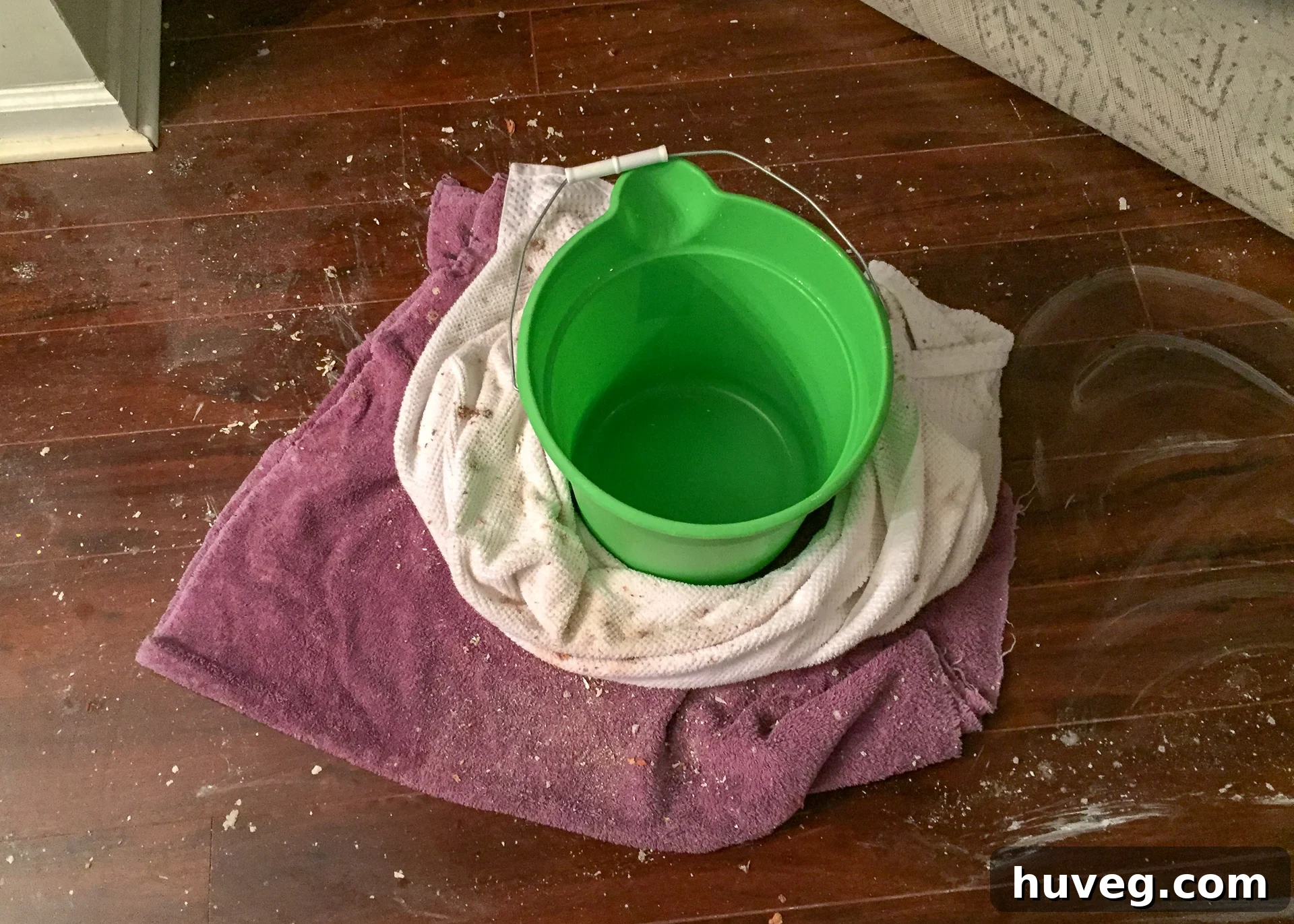 bucket and towels