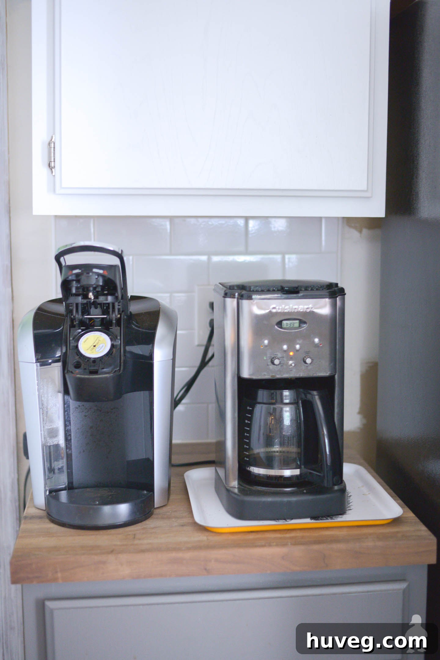 coffee station with two coffee makers