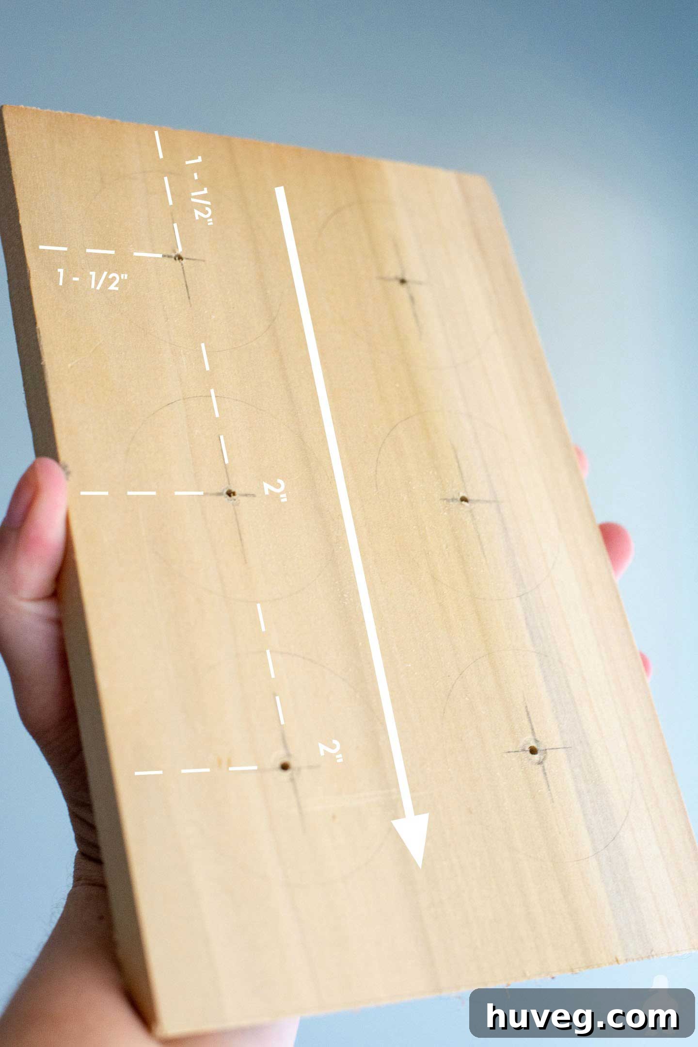 marks on wood for drill holes