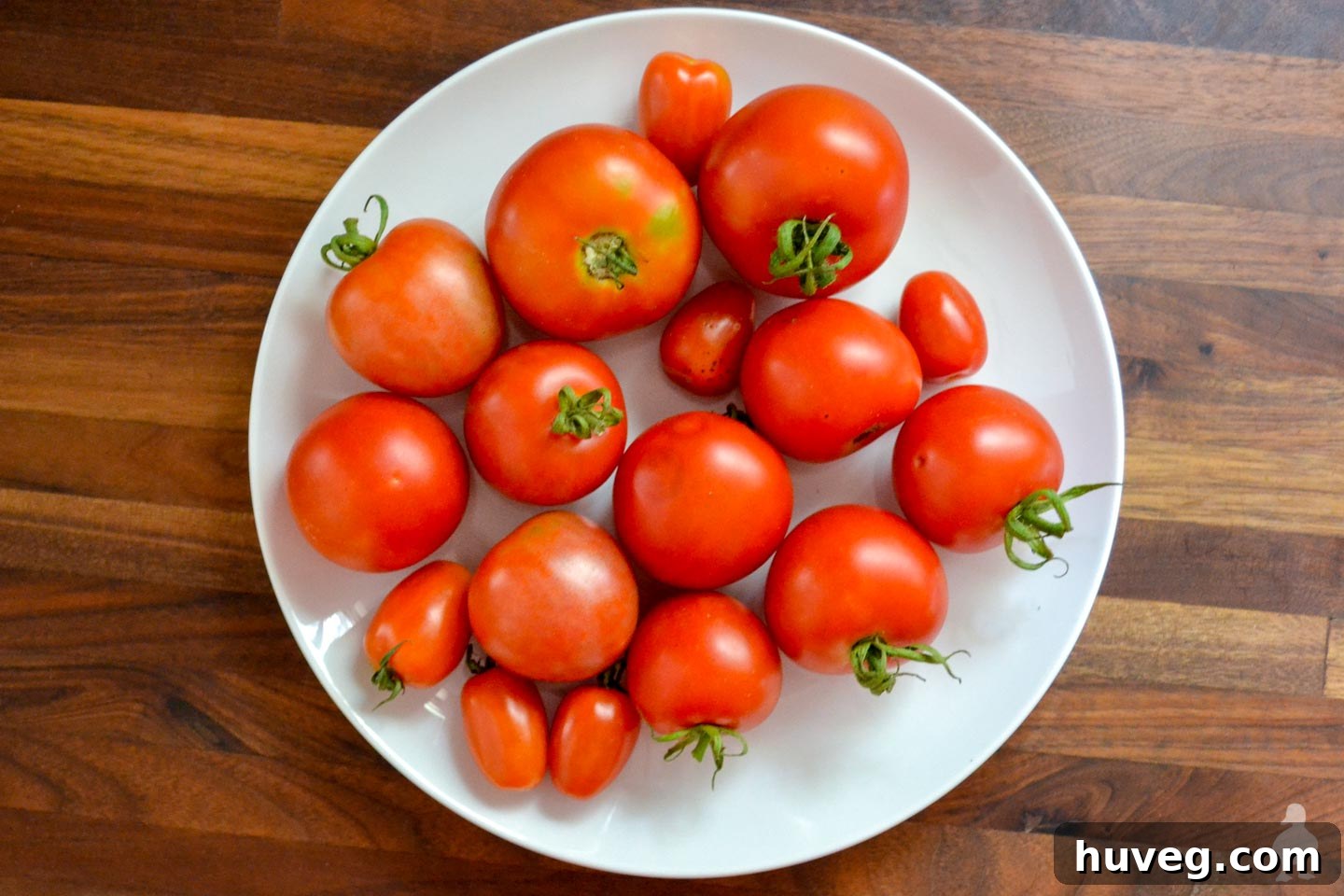 plate of freshly picked tomatoes