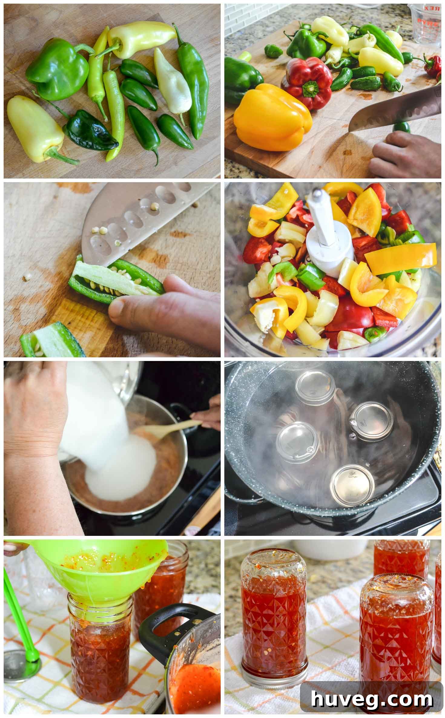 process of home canning in water bath for homemade pepper jelly