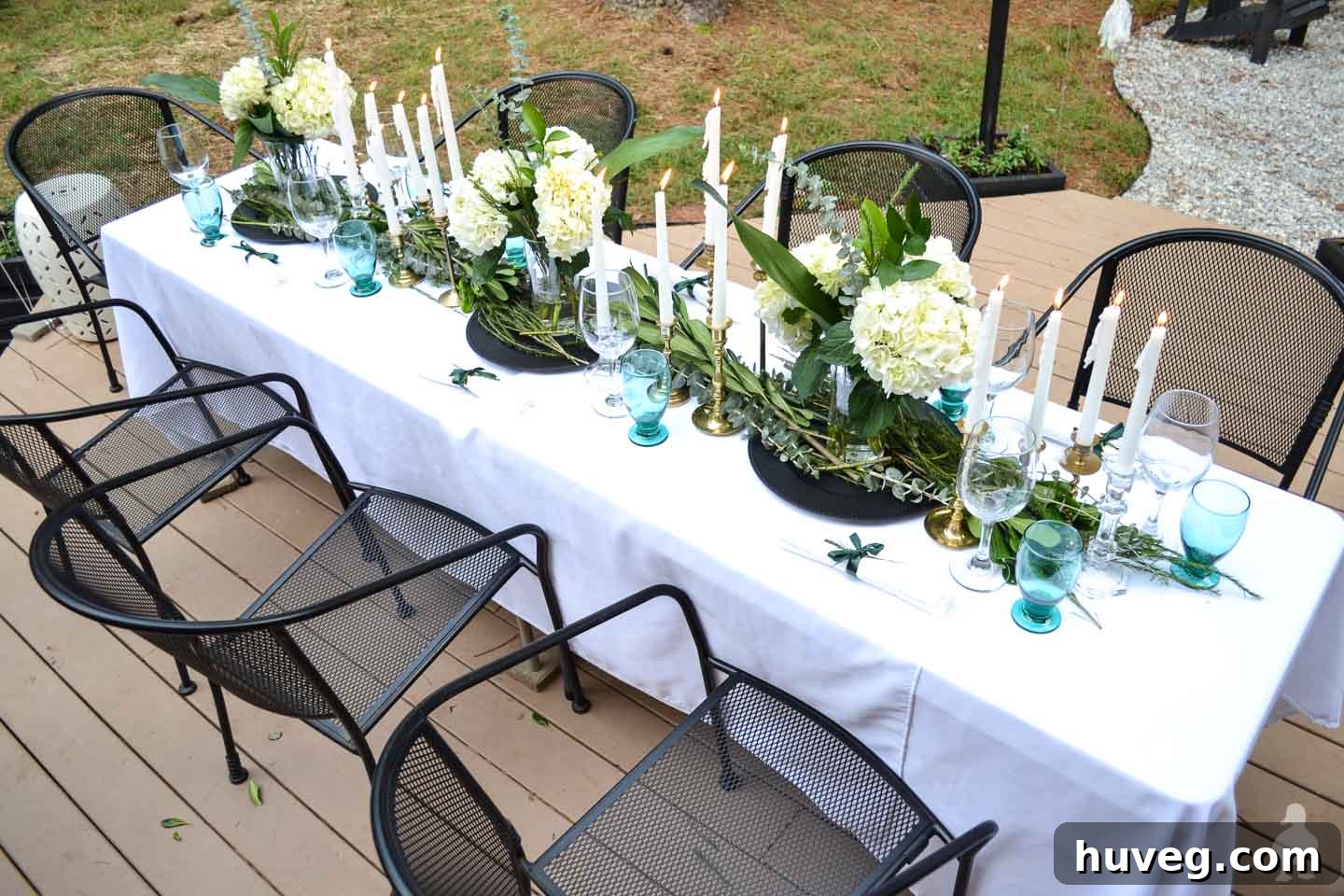 white green and teal outdoor dinner party