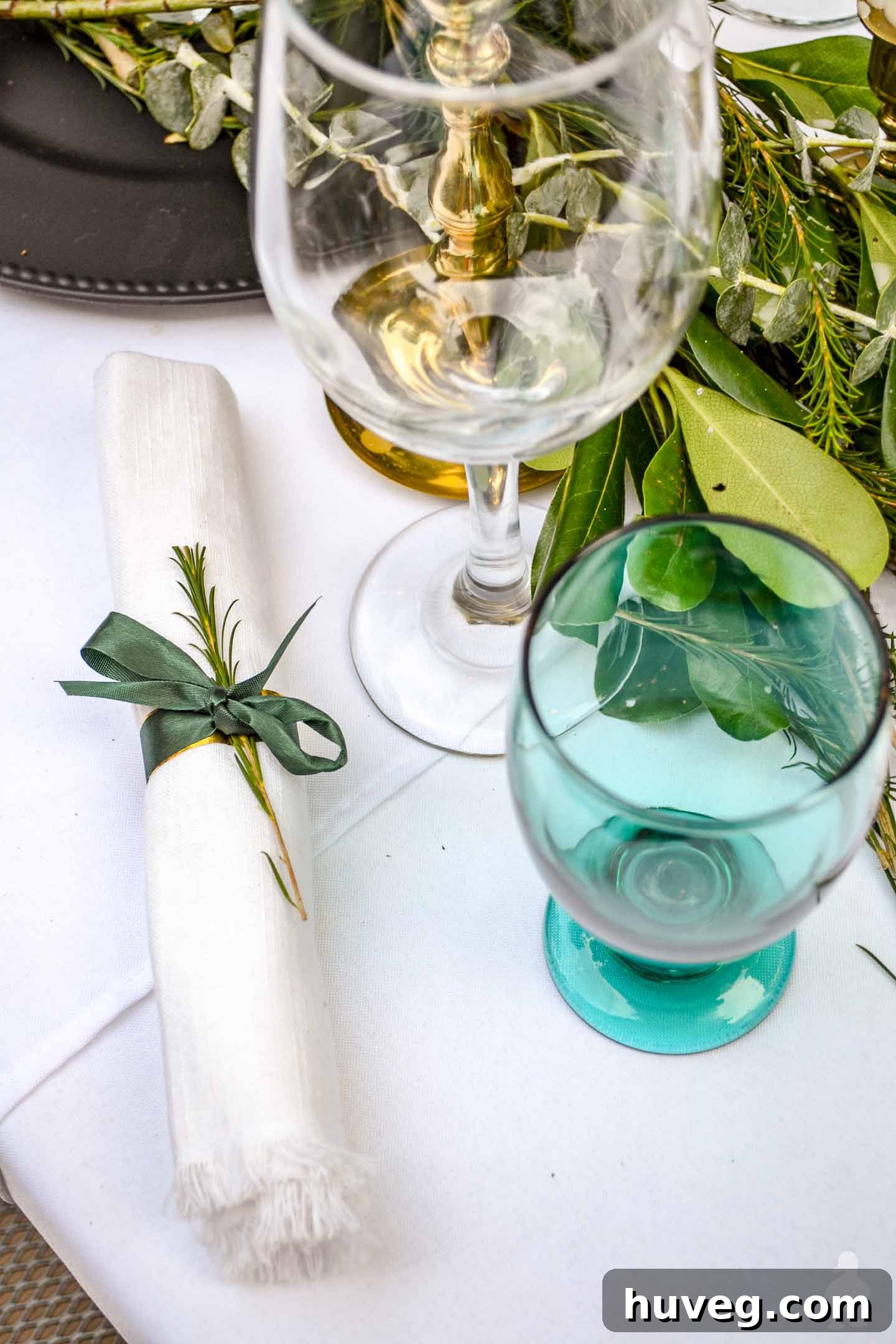 easy diy napkin rings from washi tape ribbon and rosemary sprig