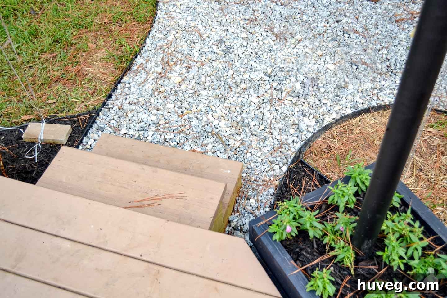 Stone Pathway Leading from Deck Stairs to Fire Pit Area