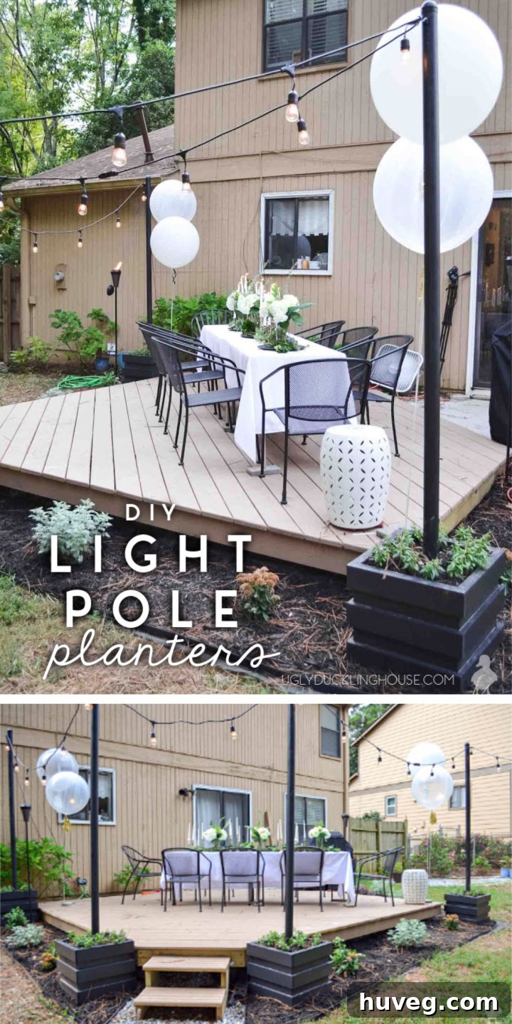 DIY Outdoor Light Pole Planters - Free Plans & Tutorial by Ugly Duckling House