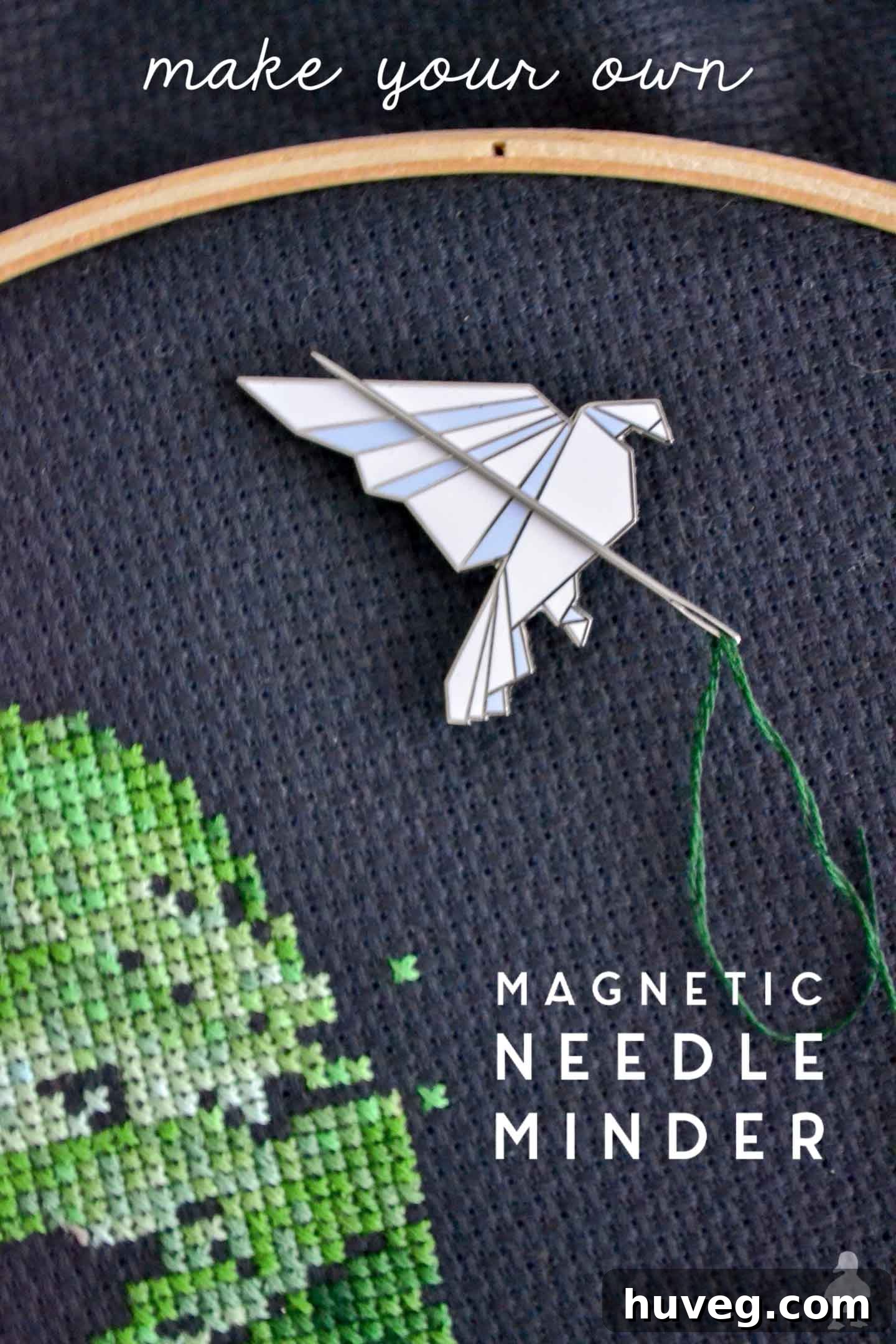 Make your own magnetic needle minder for cross stitch or embroidery.