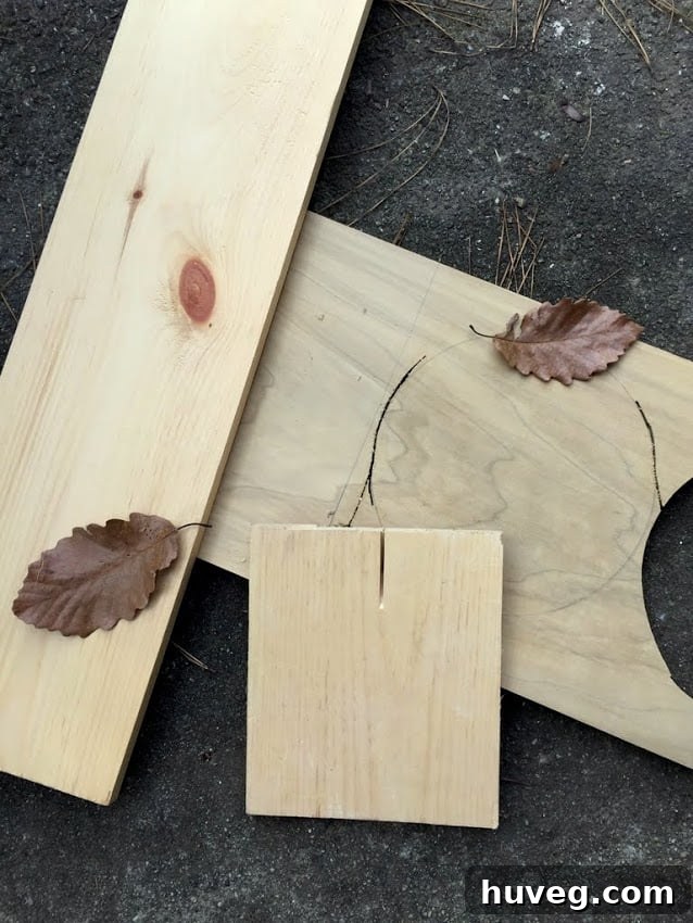 Scrap wood pieces arranged creatively