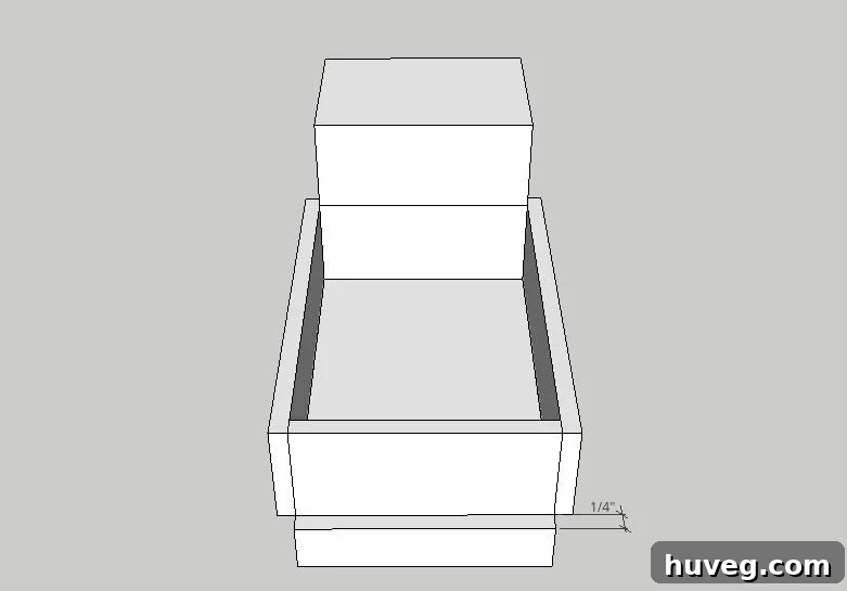 DIY Vintage Christmas Truck construction, showing the truck bed assembly