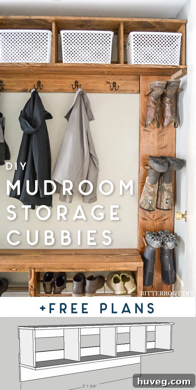 diy mudroom storage cubbies - Pinterest graphic