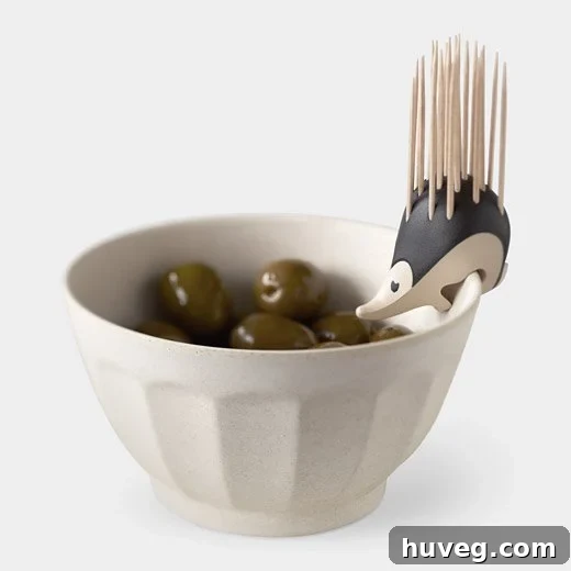 Kipik Toothpick Holder: A charming, hedgehog-inspired design combining elegant aesthetics with practical functionality for modern homes and dining tables.
