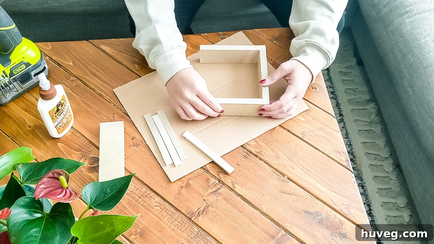 Glue and nail the basic frame together, using clamps for stability