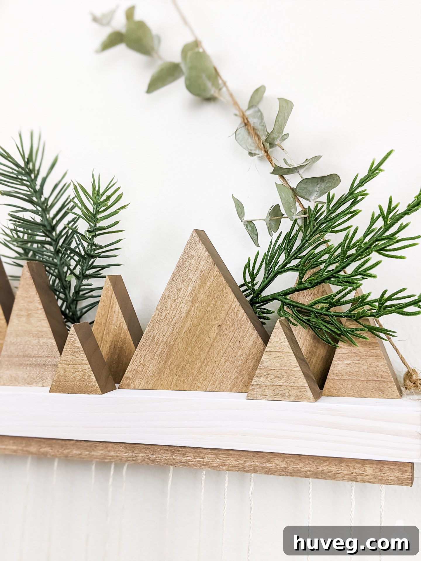 closeup of added greenery on advent calendar