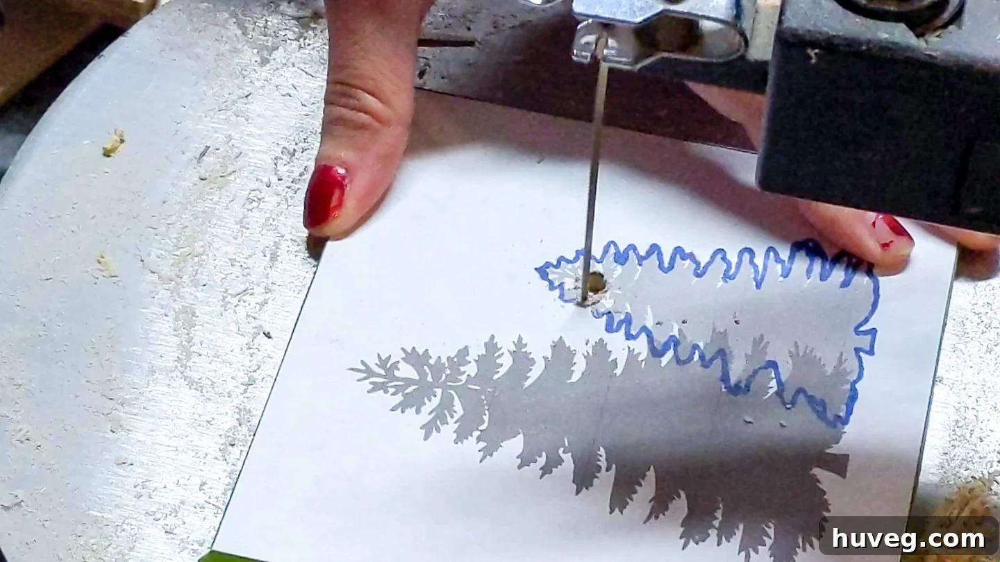cut out tree shape from plywood backing