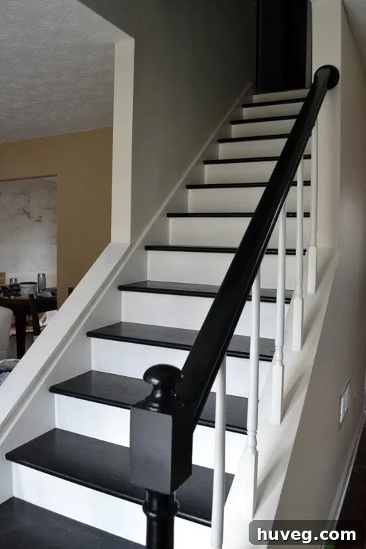 Stairway before and after painting