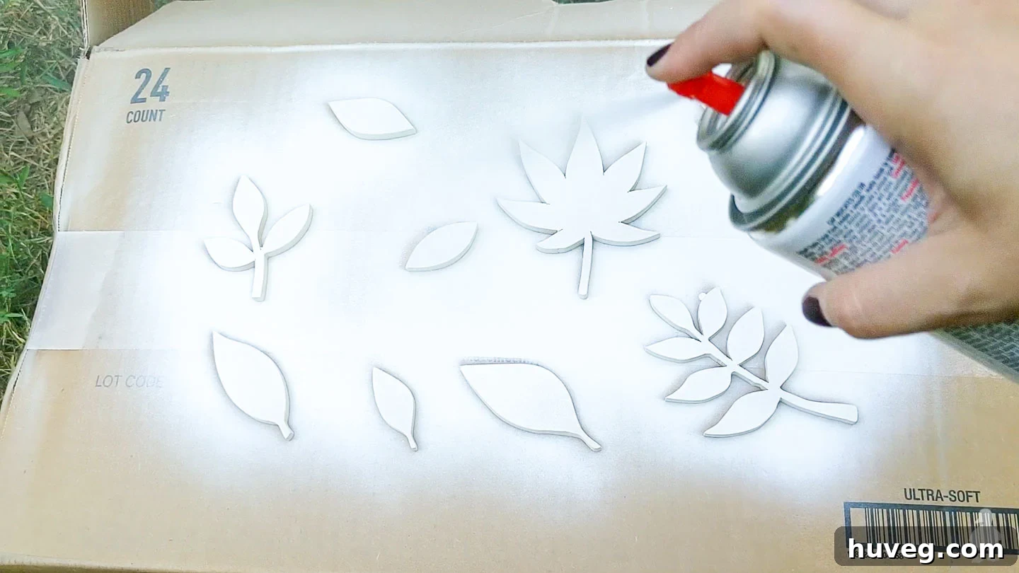 spray paint leaves