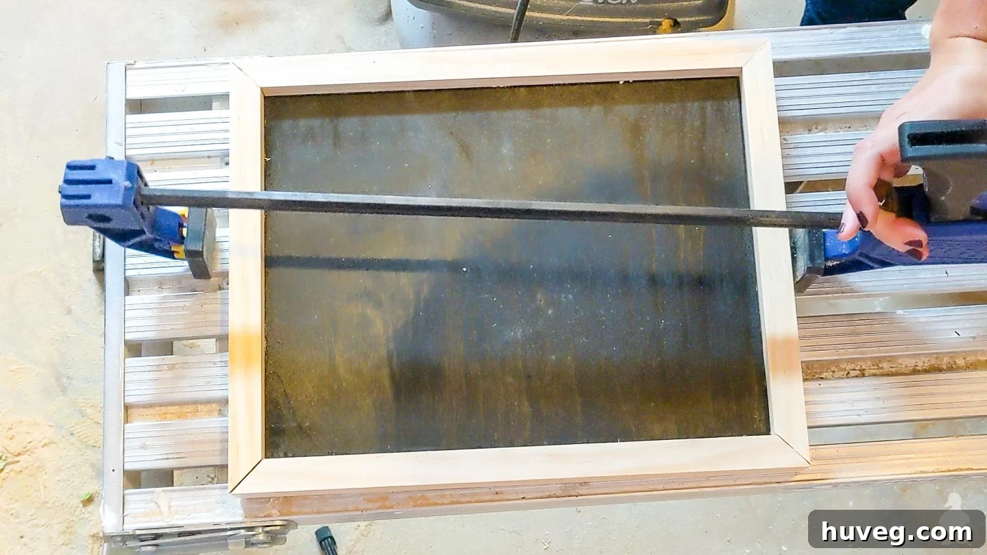 glue and clamp on frame