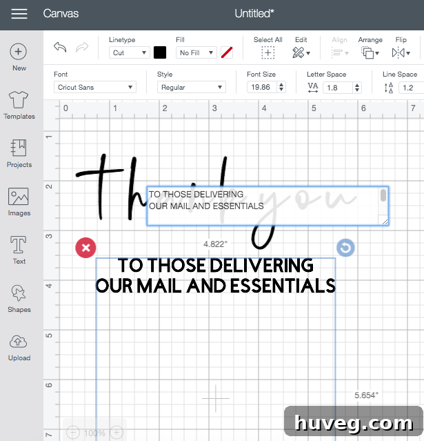cricut design space software screen shot making sign text