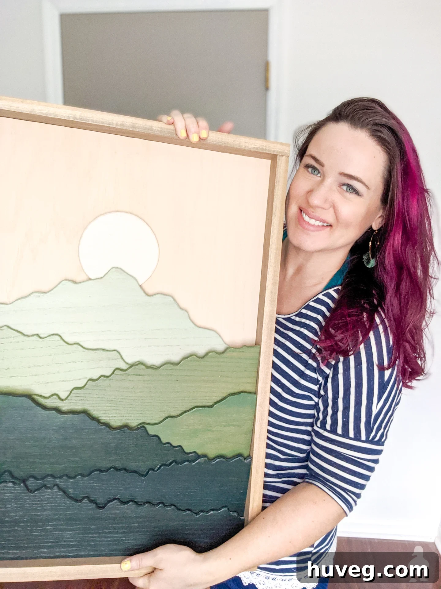DIY nursery mountain art made with scroll saw