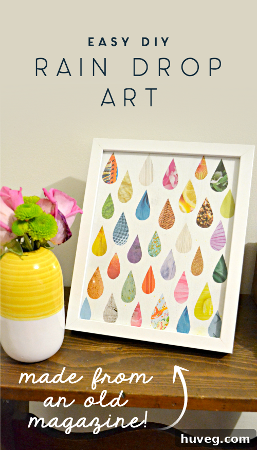 Easy DIY Raindrop Art made from an old magazine, perfect for budget-friendly wall decor and creative home accents