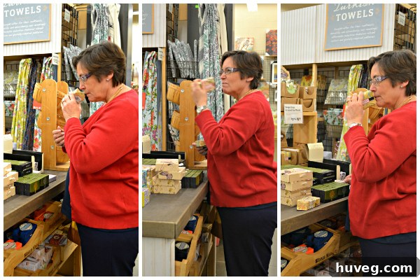 Another collage showing Mom's meticulous selection process for World Market soaps