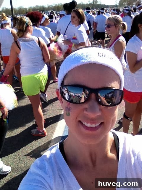 Excited and clean before the start of The Color Run 5k event, ready for the adventure.