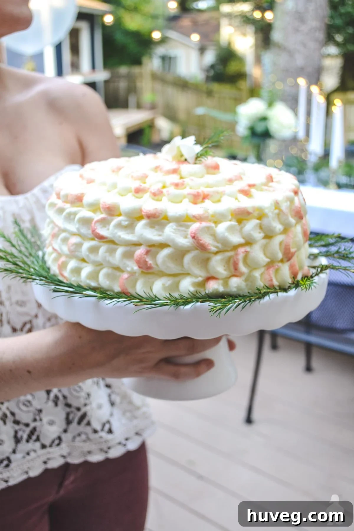 champagne retirement cake with rosemary accent