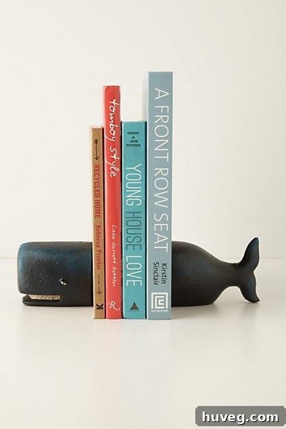 Unique Beluga Whale Bookends for Home Decor