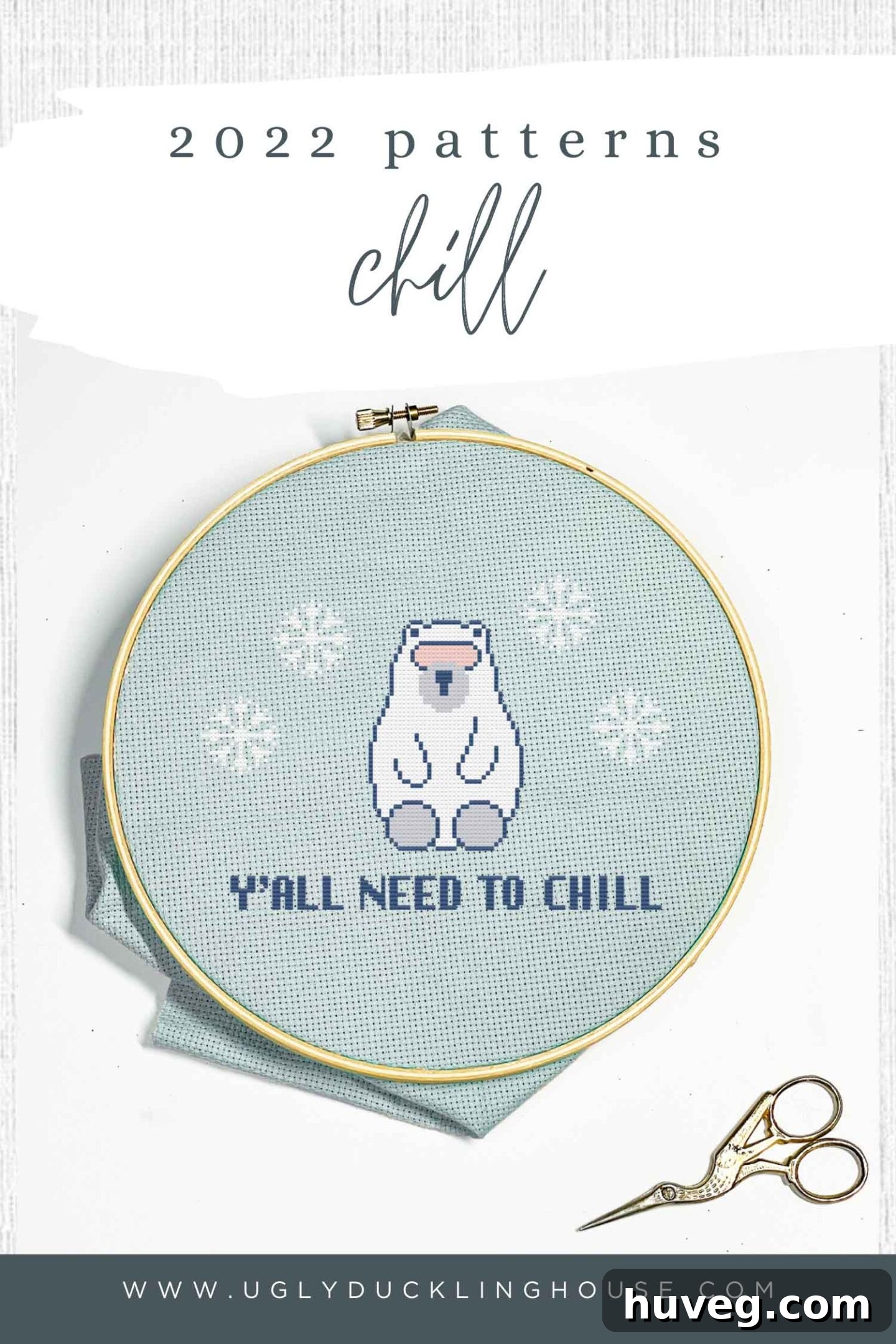 Y'all Need to Chill Polar Bear Cross Stitch Pattern