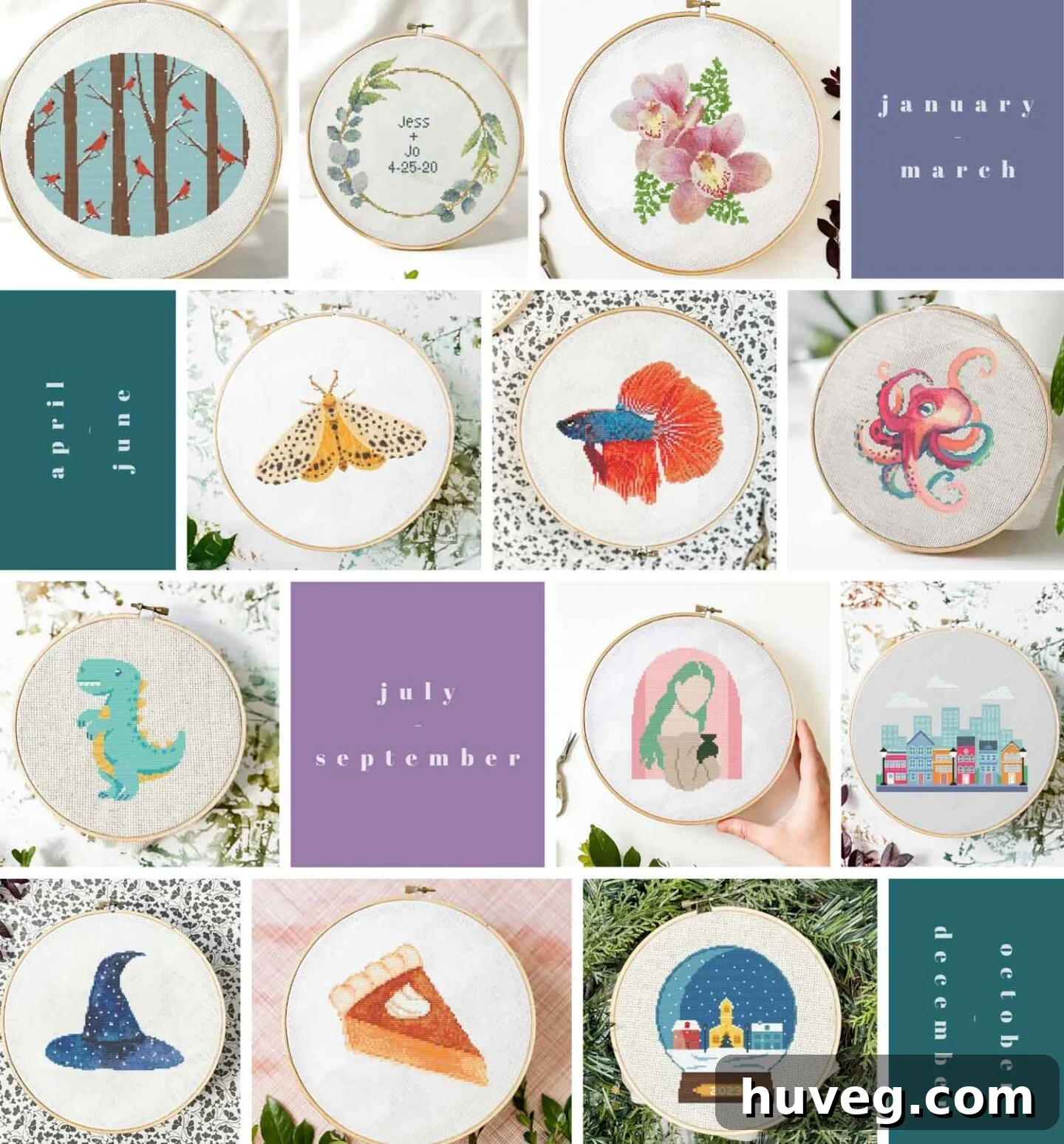 Vintage Christmas Truck Cross Stitch Pattern 3 2023 monthly cross stitch releases - preview of all upcoming patterns
