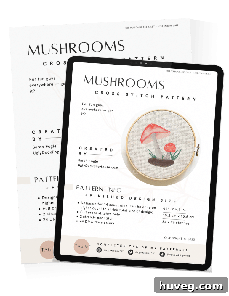 Preview of cross stitch pattern download options including PDF and iPad friendly formats, ensuring accessibility for all crafters.