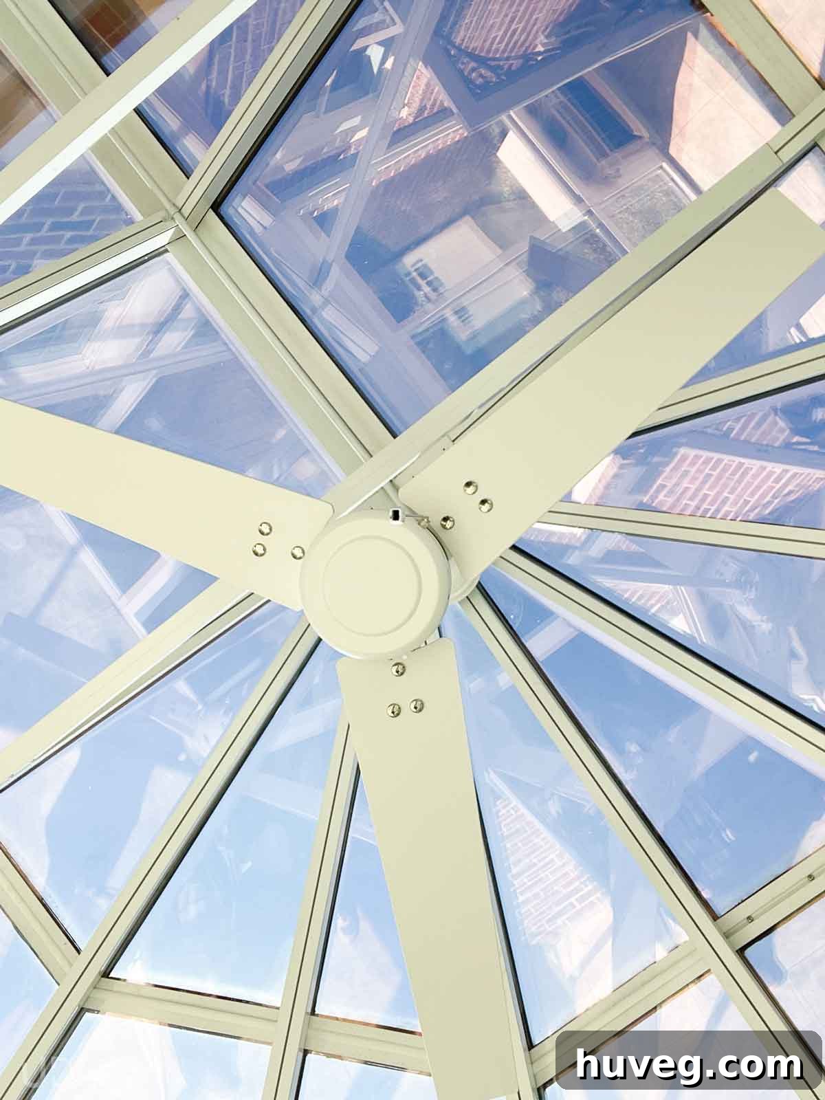 The architectural view looking up through a sunroom or solarium, an inspiring detail from our house hunting.