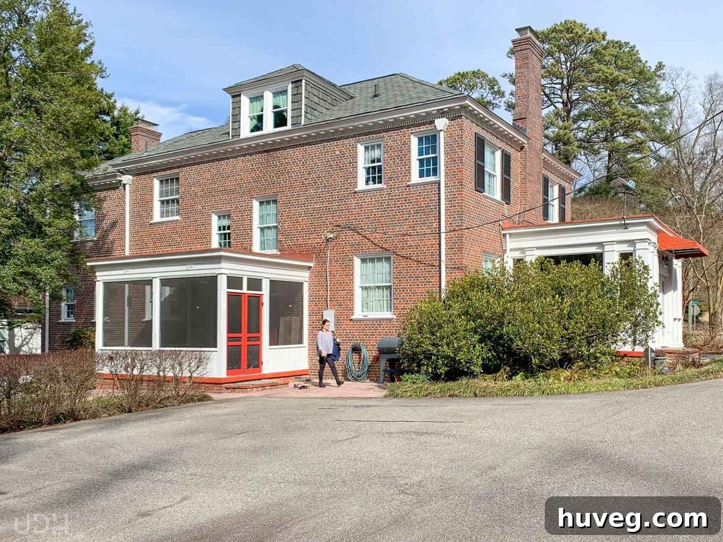 Rear exterior of our 1920s Colonial Revival home